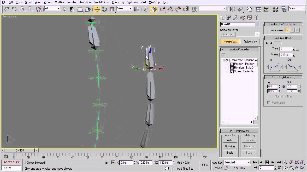การสร้าง Spline IK เพื่อใช้ Spline ควบคุมสาย Bone