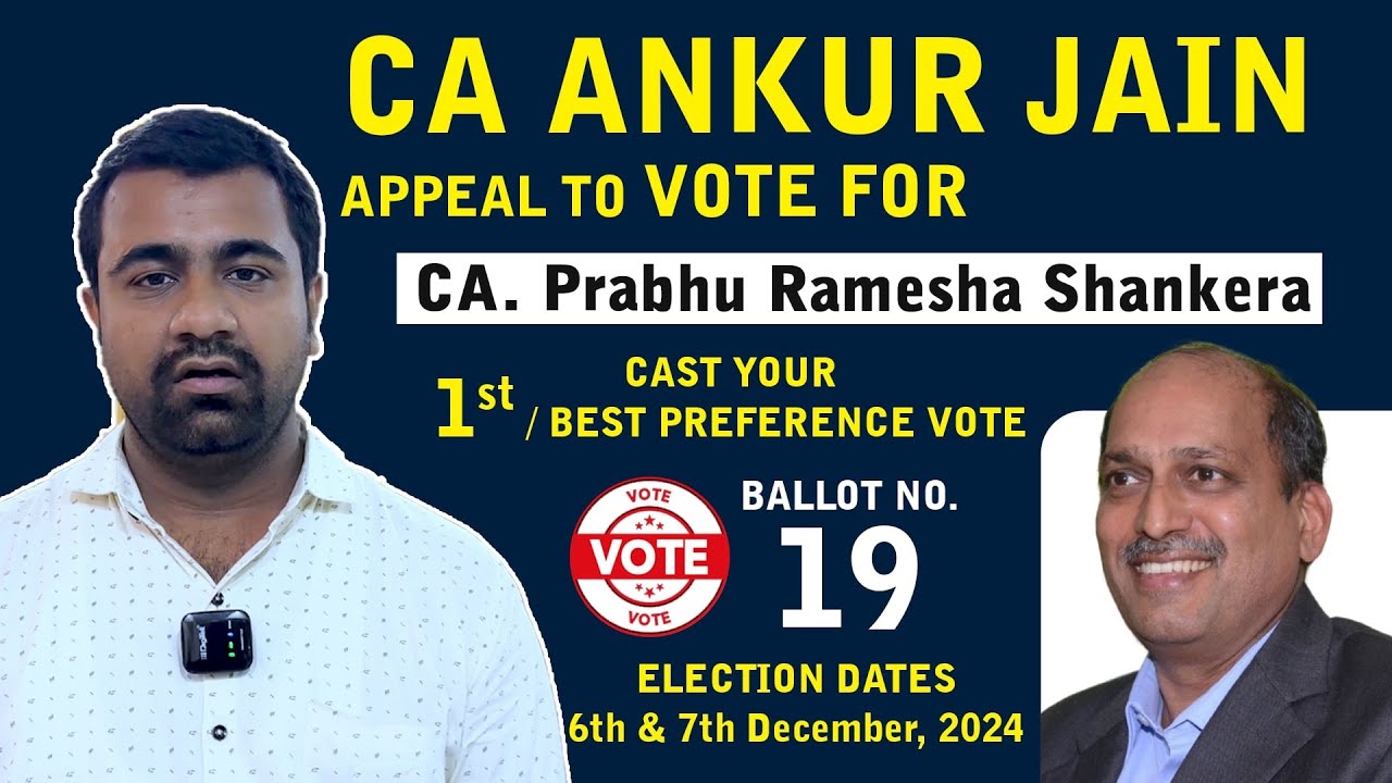 CA Ankur Jain appeal to vote for CA Prabhu Ramesha