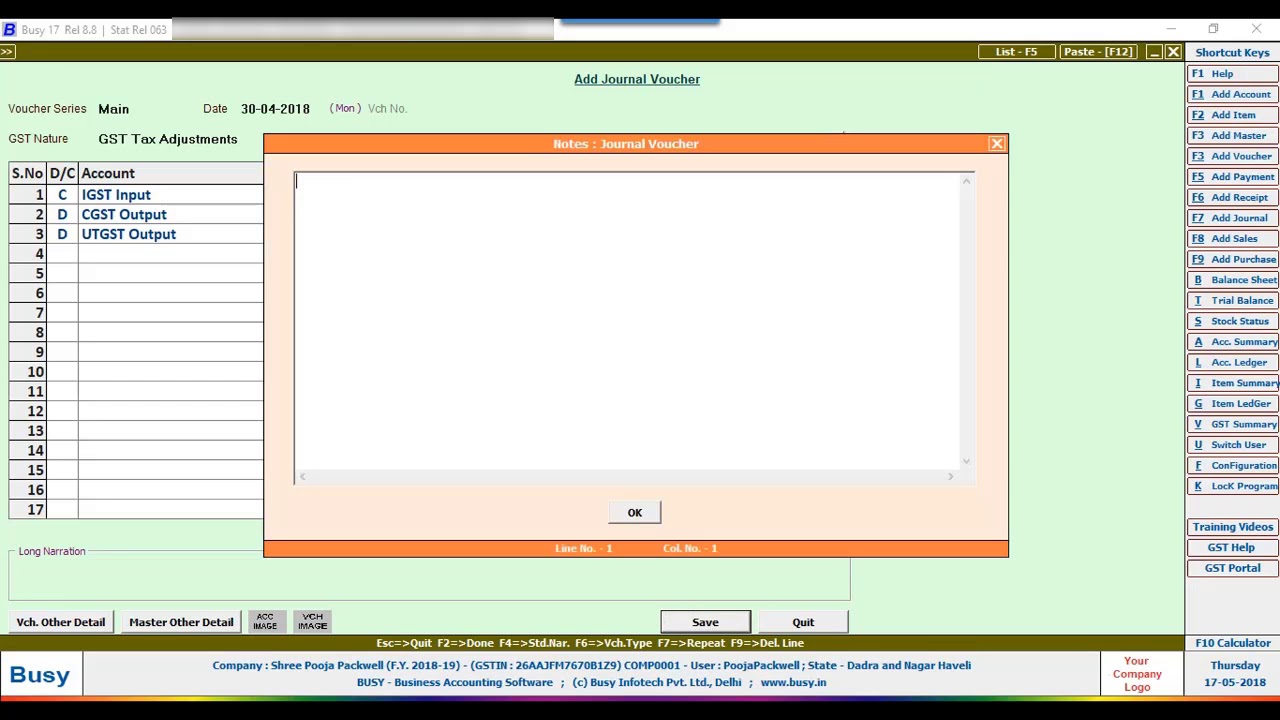 How To View GST Summary And Make Payment Adjustment In Busy.