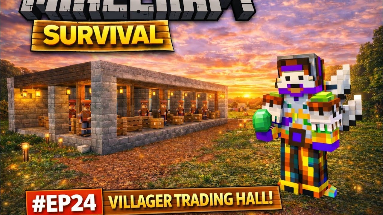 Minecraft survival series pe ep24 I started making trading hall