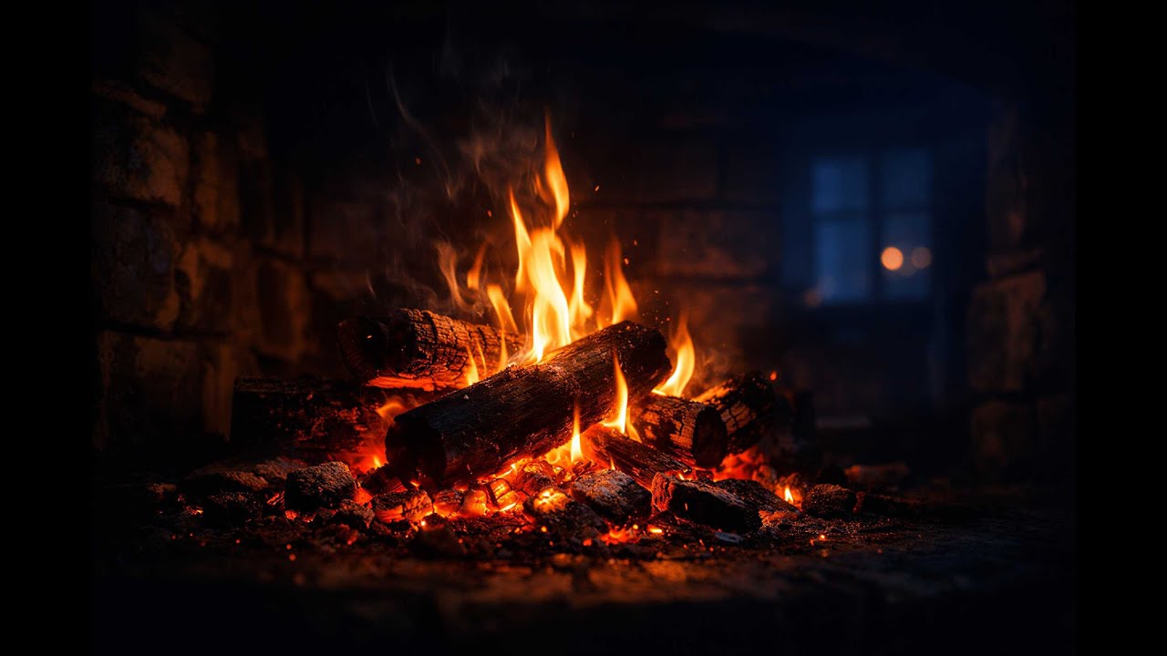 Warm Fireplace ASMR at Night | Cozy Crackling Fire for Deep Sleep (8 Hours)