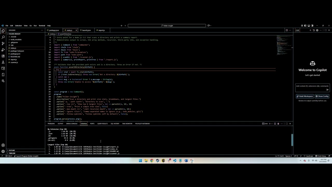 Folder Insight; A JavaScript Demo