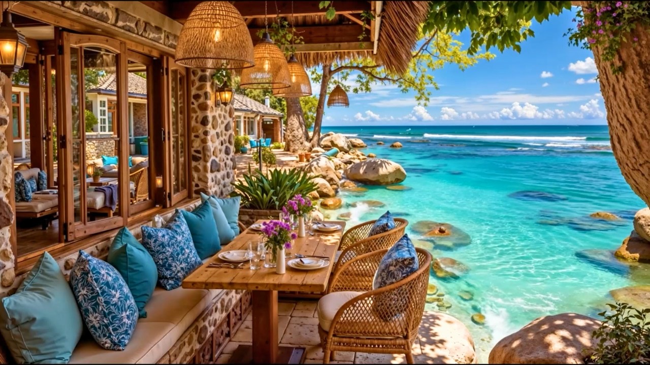 Spring Breeze at a Tropical Beach Cafe 🌴🌼 Smooth Bossa Nova & Ocean Chill Vibes