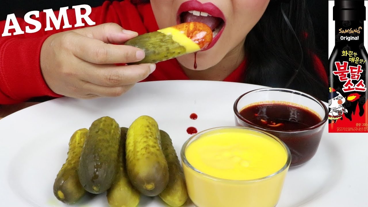 PICKLES DIPPED IN CHEESE & FIRE SAUCE ~ ASMR (No Talking) Eat Life With Kimchi