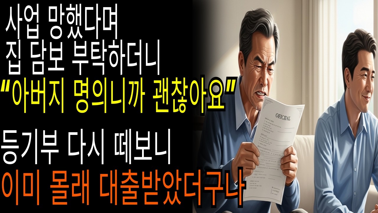 사업 망했다며 집 담보 부탁하더니“아버지 명의니까 괜찮아요”등기부 다시 떼보니이미 몰래 대출받았더구나