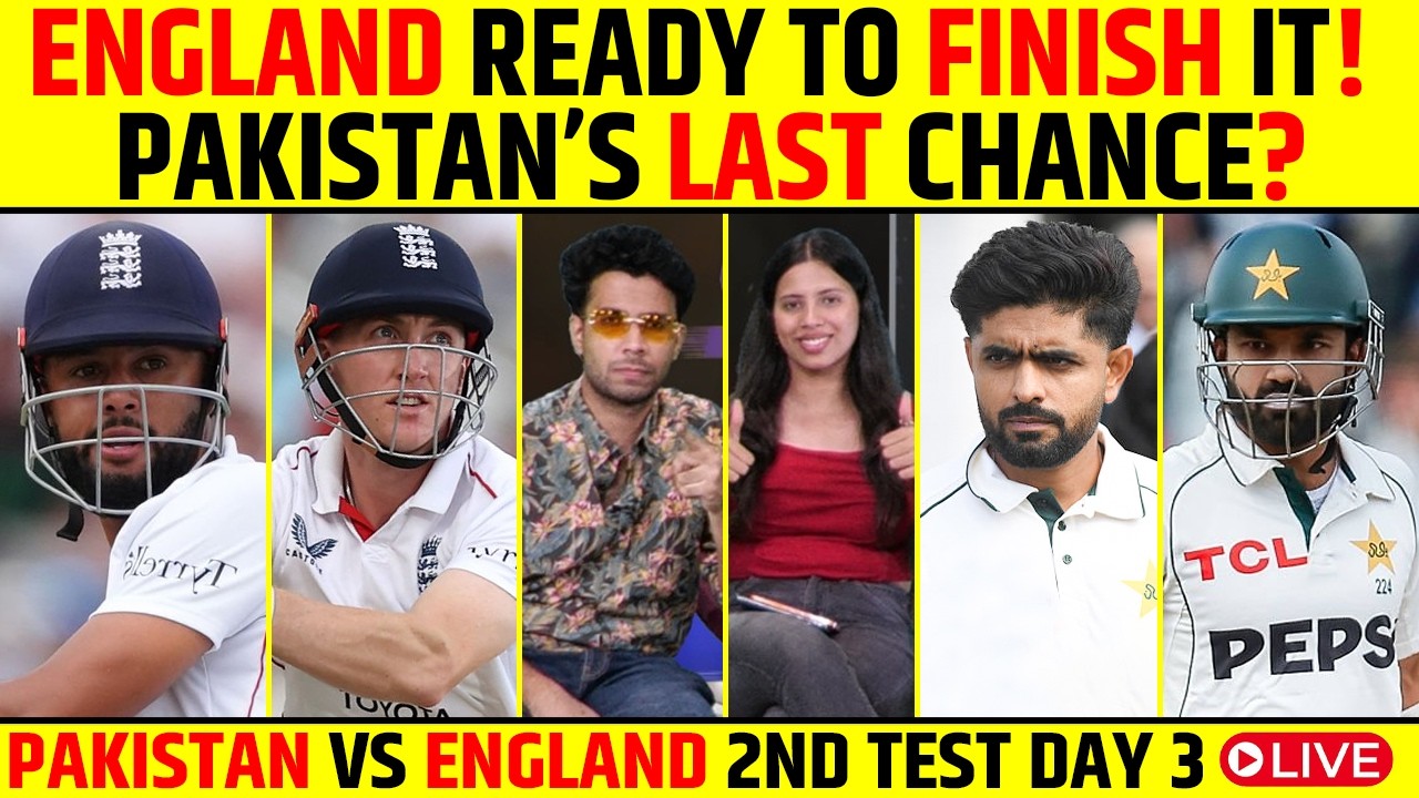 🔴PAKISTAN VS ENGLAND 2ND TEST DAY 3 LIVE: ENGLAND READY TO FINISH IT! PAKISTAN&rsquo;S LAST CHANCE?🤔