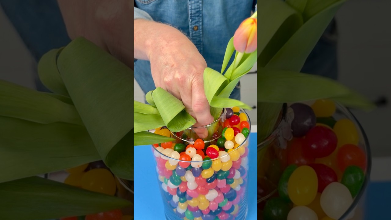Dollar Store Double Vase Hack | Jelly Bean Flower Arrangement