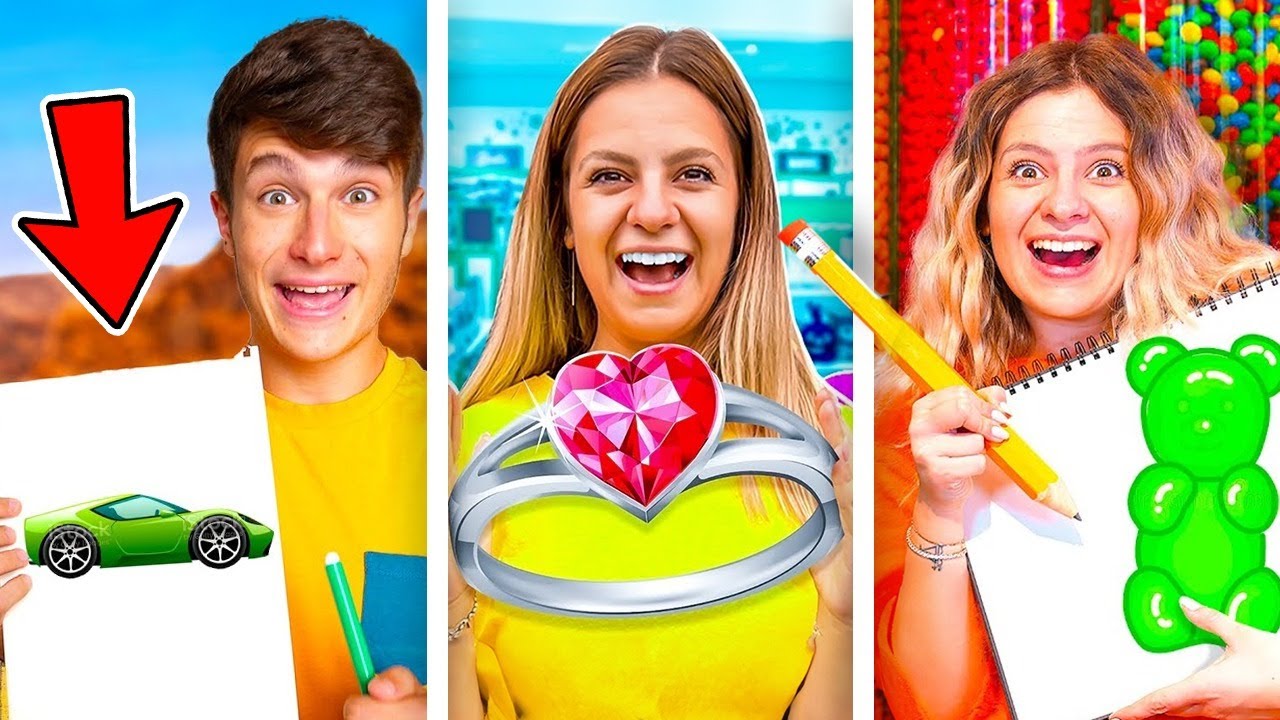 3 CHALLENGE TI COMPRO TUTTO QUELLO CHE RIESCI A PRENDERE O DISEGNARE CON I NOSTRI AMICI!🤑
