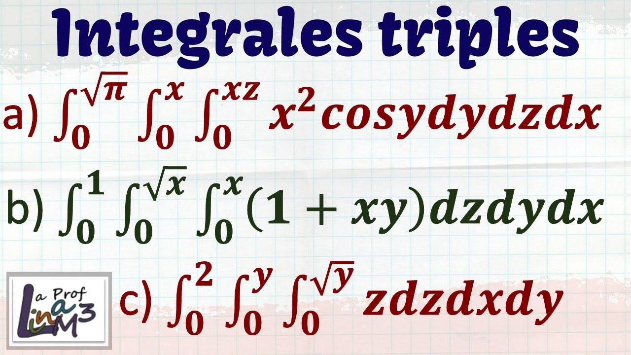 Integrales triples | 3 ejercicios bien explicados | Clase 1 | La Prof Lina M3