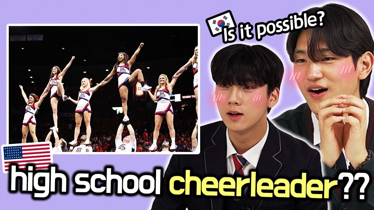 Korean teenagers watch American high school cheerleading for the first time!!