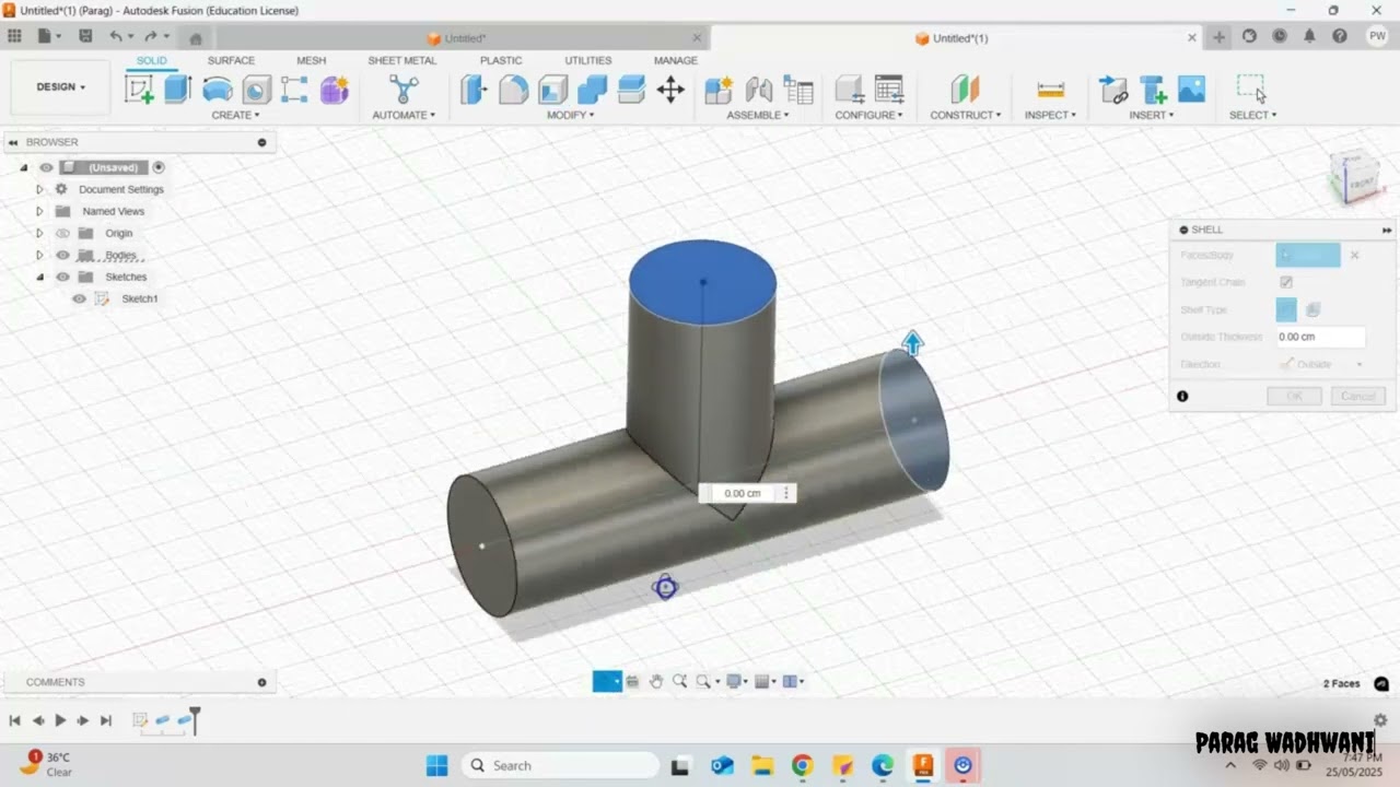 Designing a 3D-printable T - Pipe | Fusion 360 | PIPE
