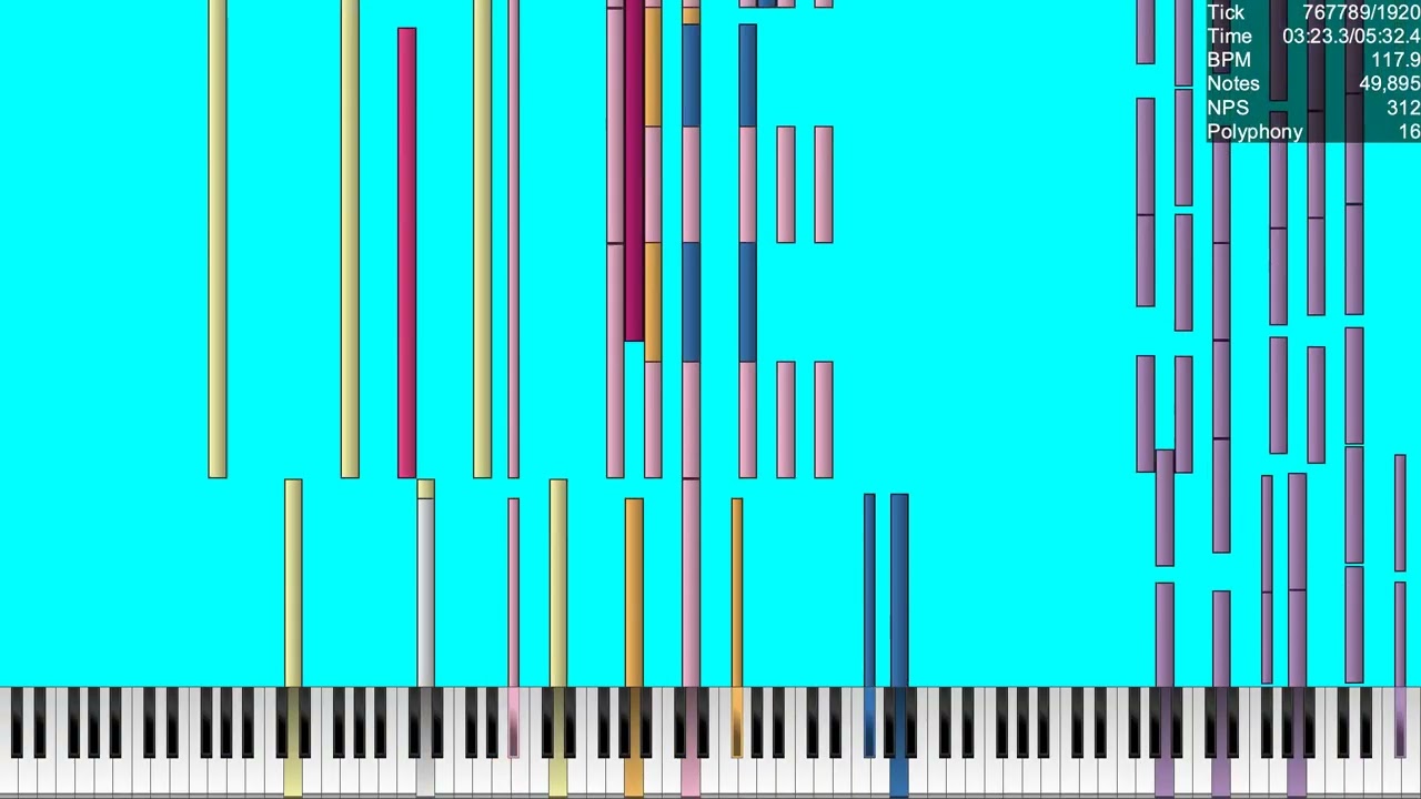 [BLACK MIDI] Europe - The Final Countdown Base Only, 112K notes (MLP Note Colored)