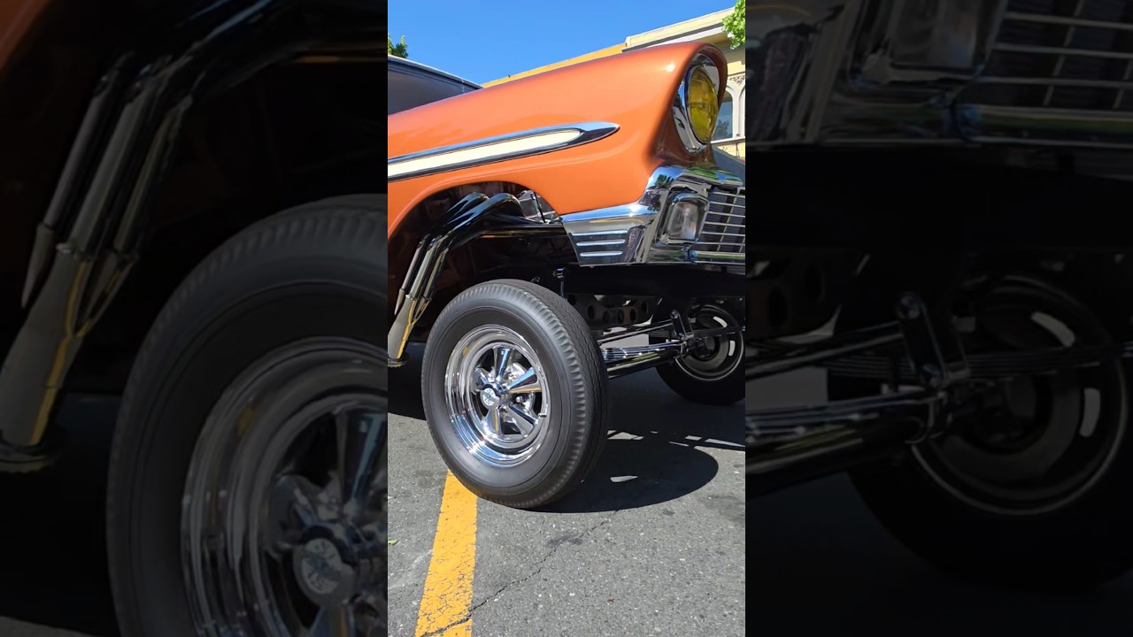 1956 Chevy straight axle gasser street & strip build at American Graffiti car show