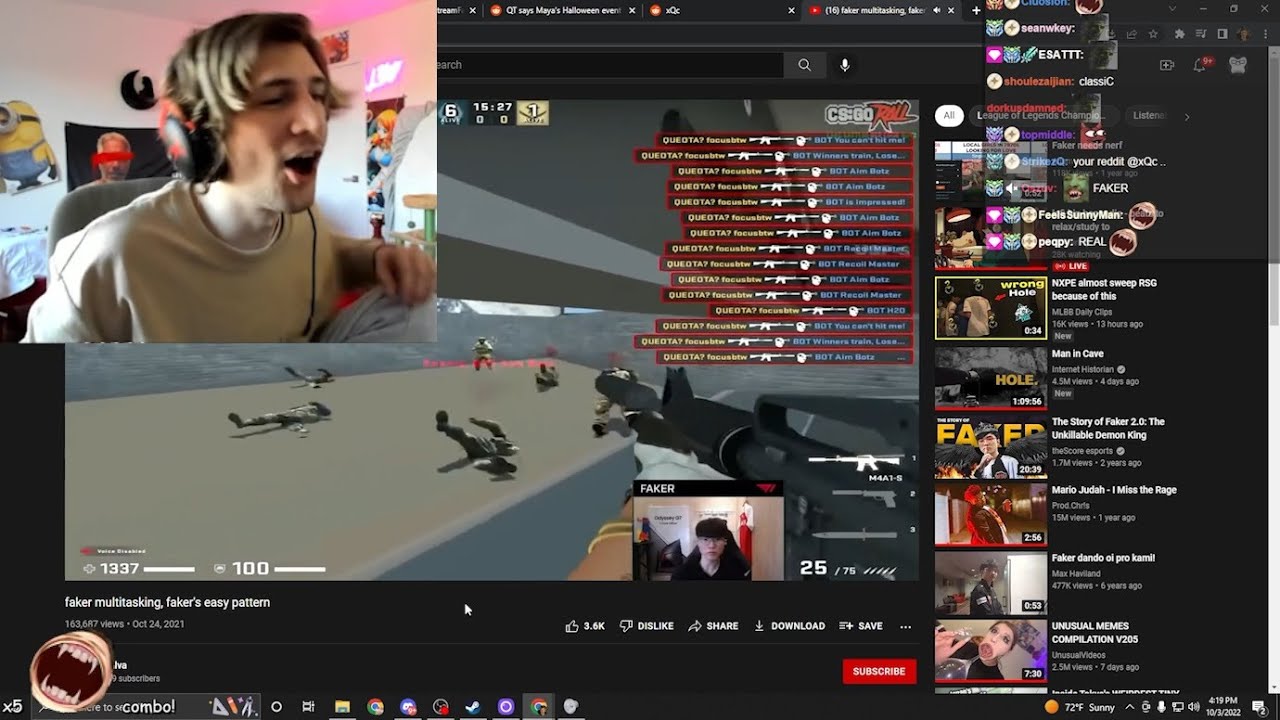 xQc реагирует на фейковую многозадачность