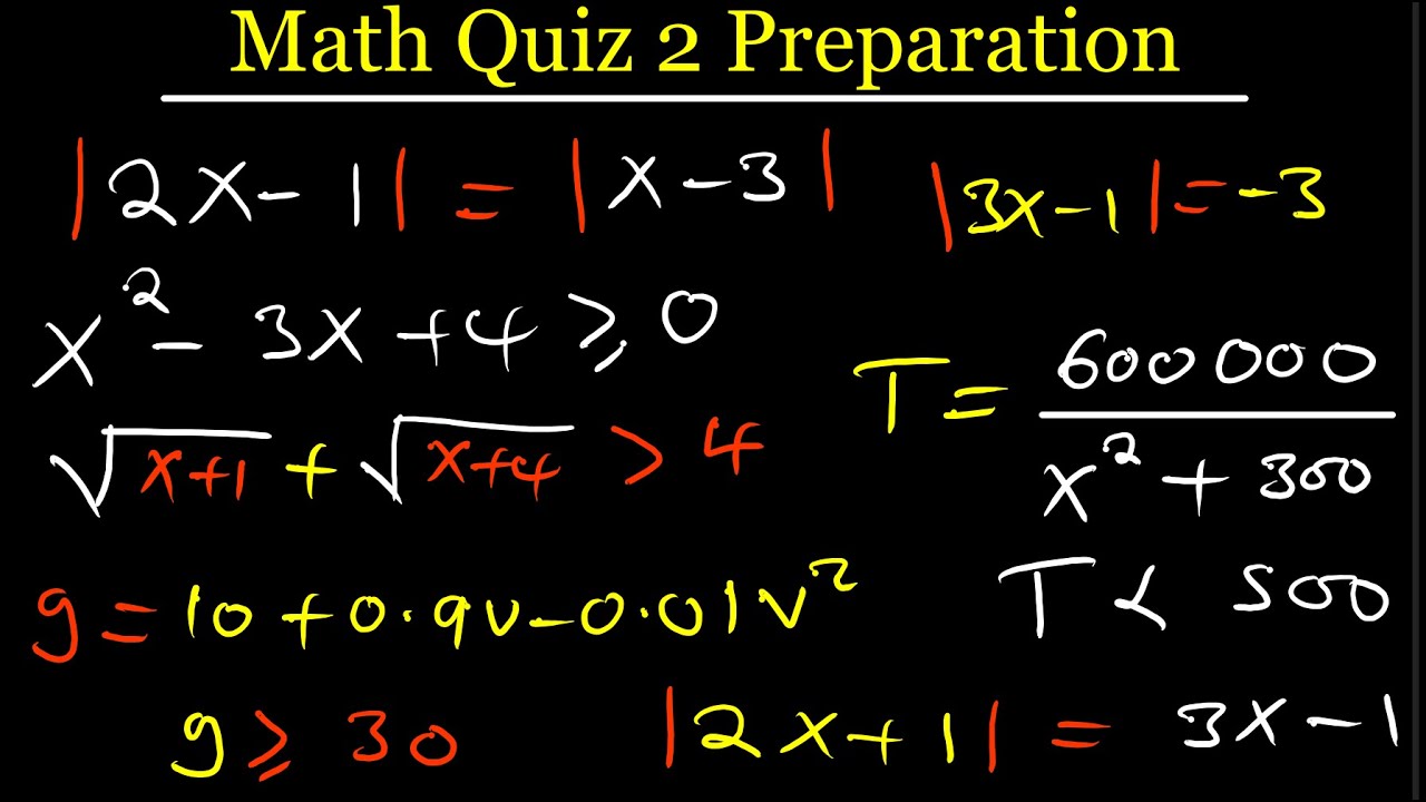 Math Quiz 2 preparation session 2