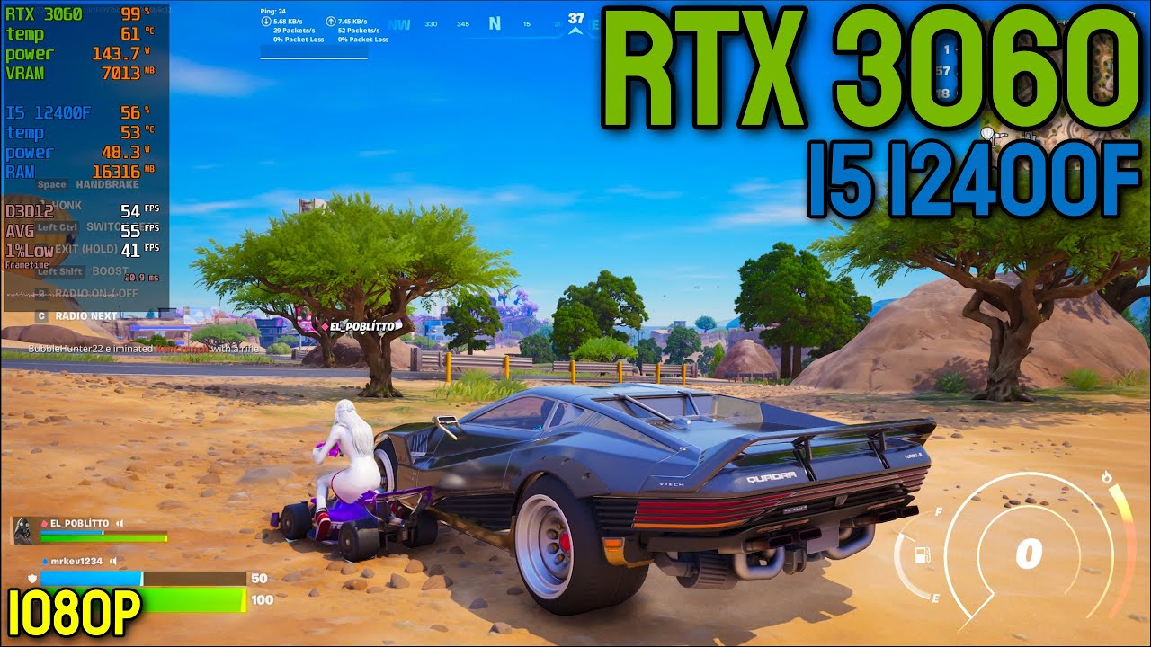 RTX 3060 12GB + I5 12400F - Fortnite Chapter 7 Season 1 - 1080p - All Settings