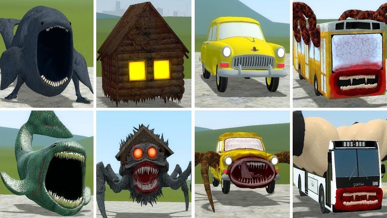 OLD AND NEW UPDATE: CAR EATER, BUS EATER, THE BLOOP, MONSTER HOUSE HEAD AND FRIENDS IN GMOD