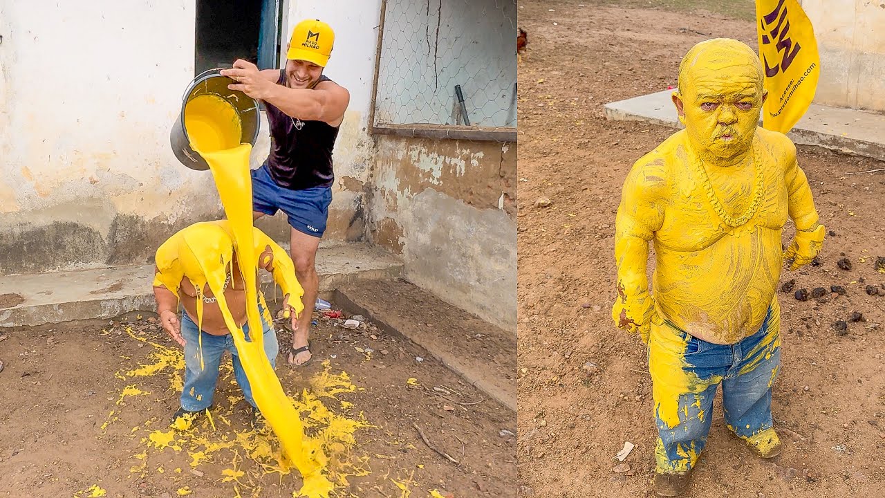 LEÔNCIO DÁ BANHO DE TINTA AMARELA EM PILILIU EM TROLAGEM 🤣 parte 2 | PILILIU DA RESENHA