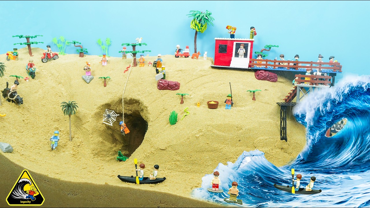 LEGO Tsunami Destroys Sea Cave 🌊 | Tourists Trapped – Dam Break Experiment