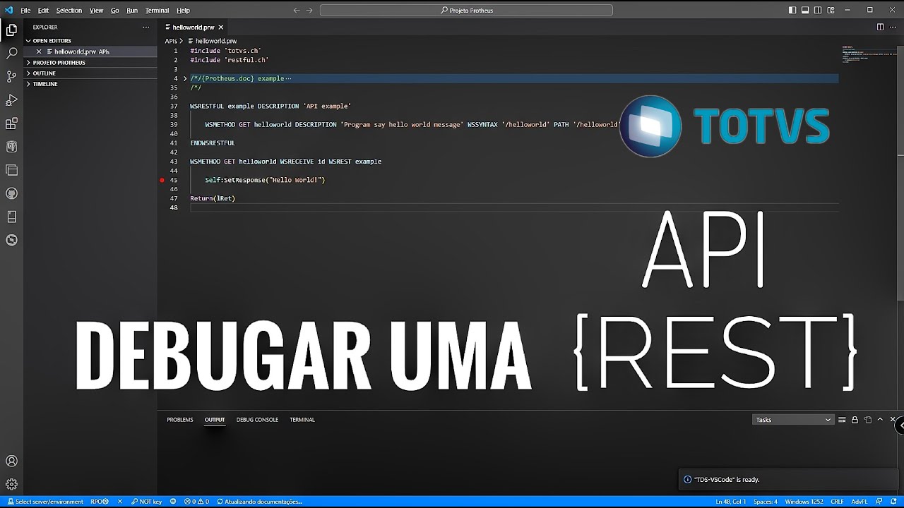 Como DEBUGAR um c&oacute;digo fonte API ADVPL (REST)