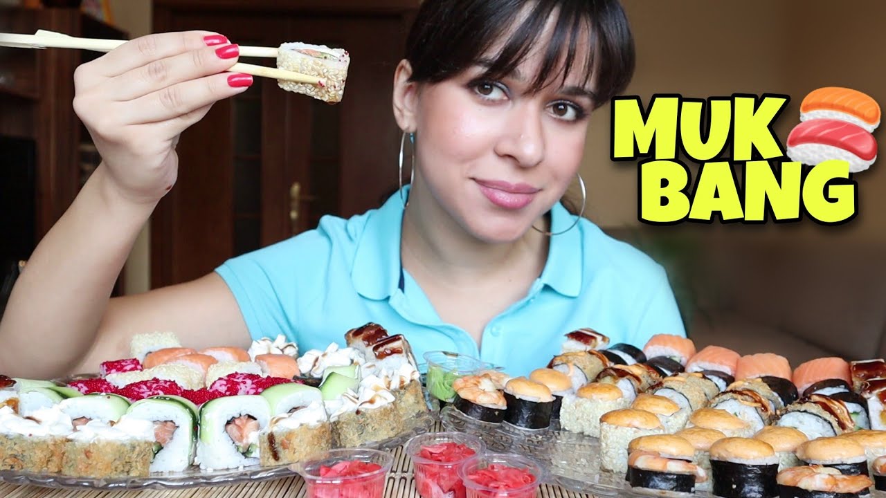 100 СУШИ/РОЛЛОВ МУКБАНГ/СКОЛЬКО СЪЕМ? #mukbang #asmr