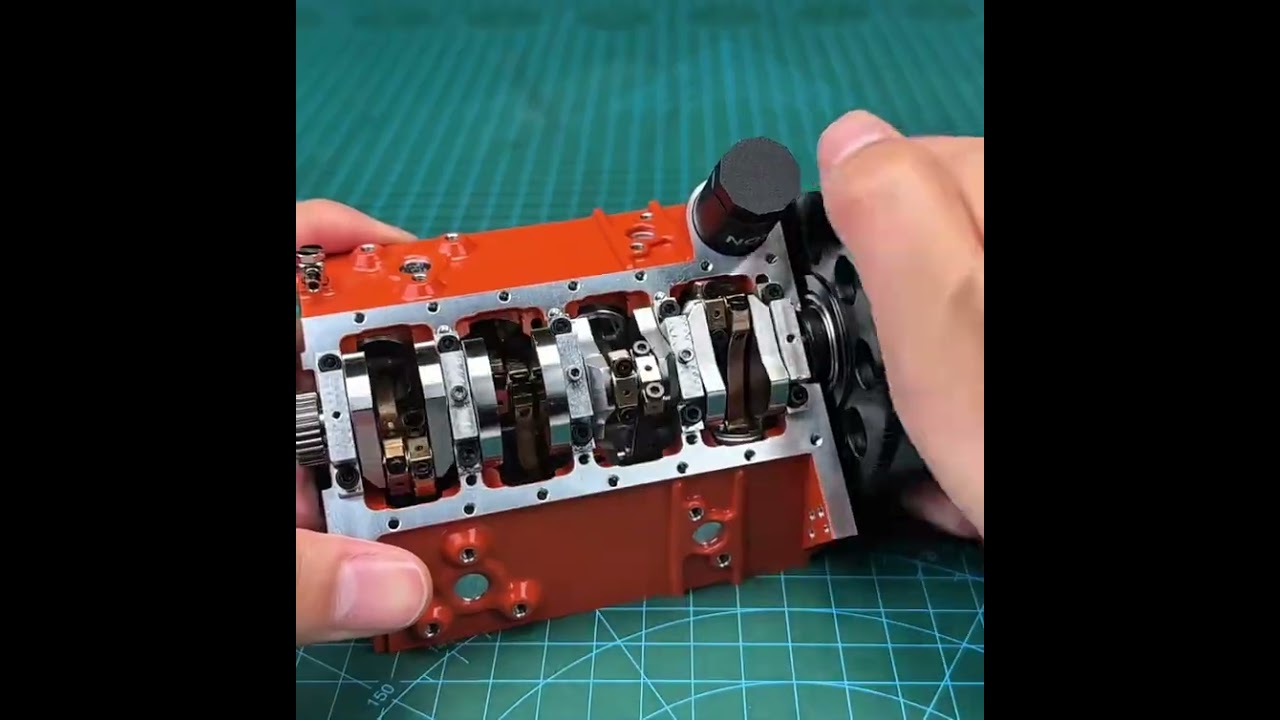 V8 Engine Model Assembly (Three) Immersive assembly of a gasoline V8 engine model