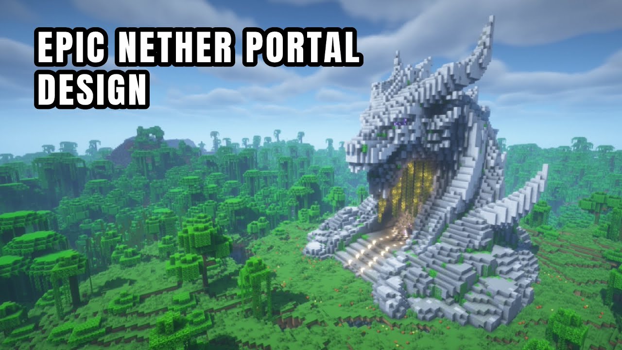 White Dragon Head Nether Portal Design in Minecraft!