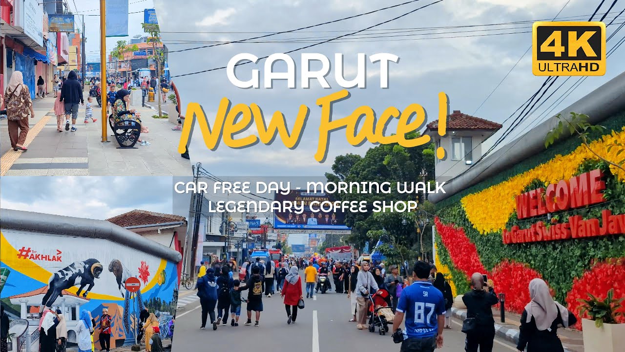 4K | Morning Walk at Car Free Day Garut: Swiss Van Java, Legendary Coffee Shop & Vibrant Atmosphere