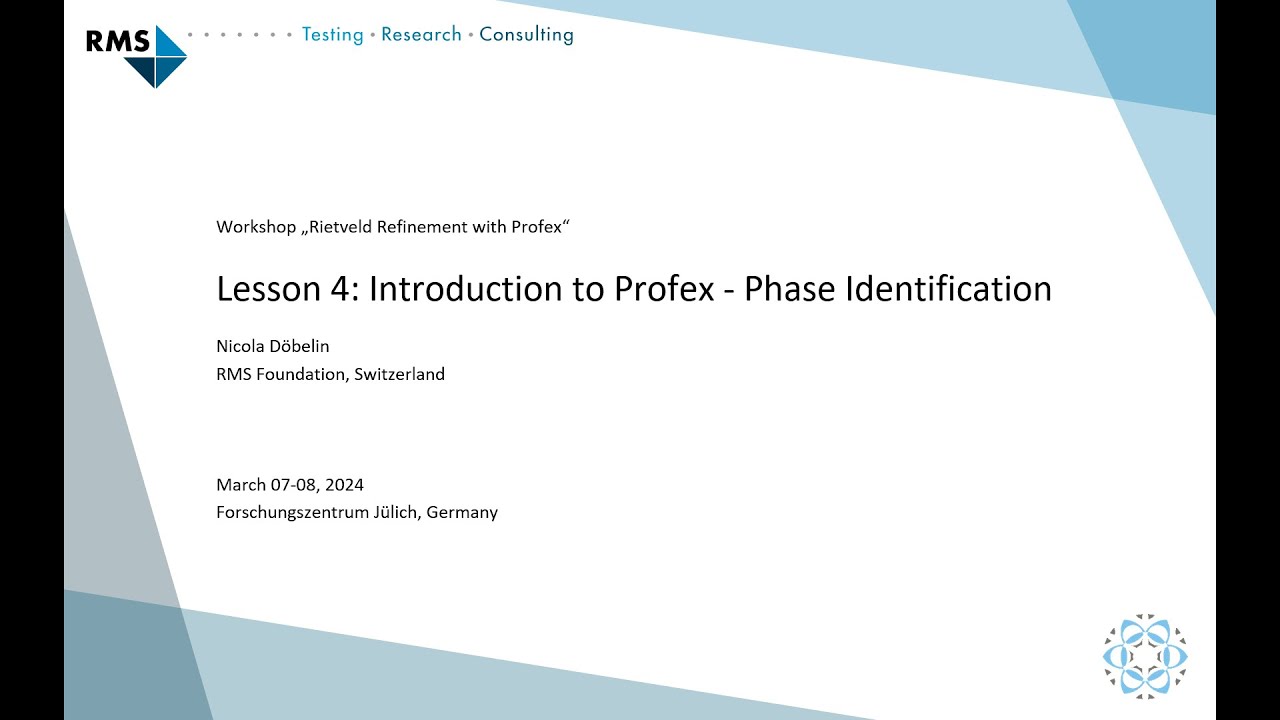 Workshop 2024 Lesson 4: Phase identification with Profex