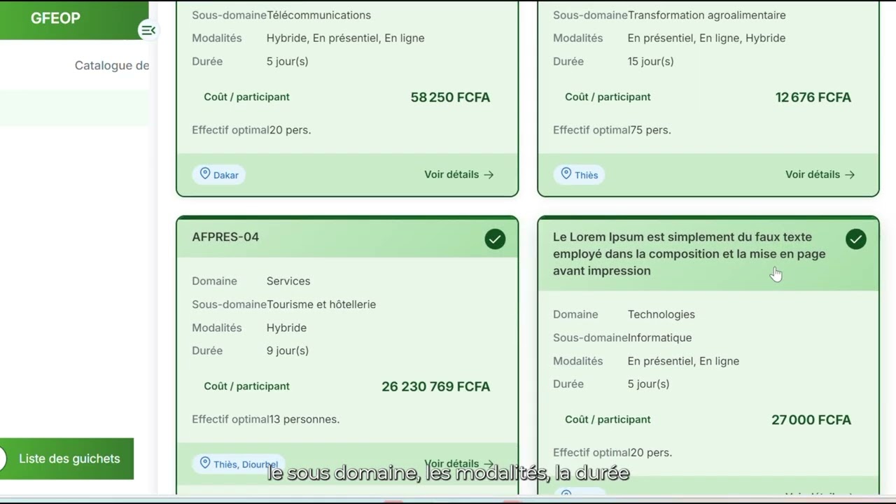 Tutorial du catalogue de formation pour les promoteurs