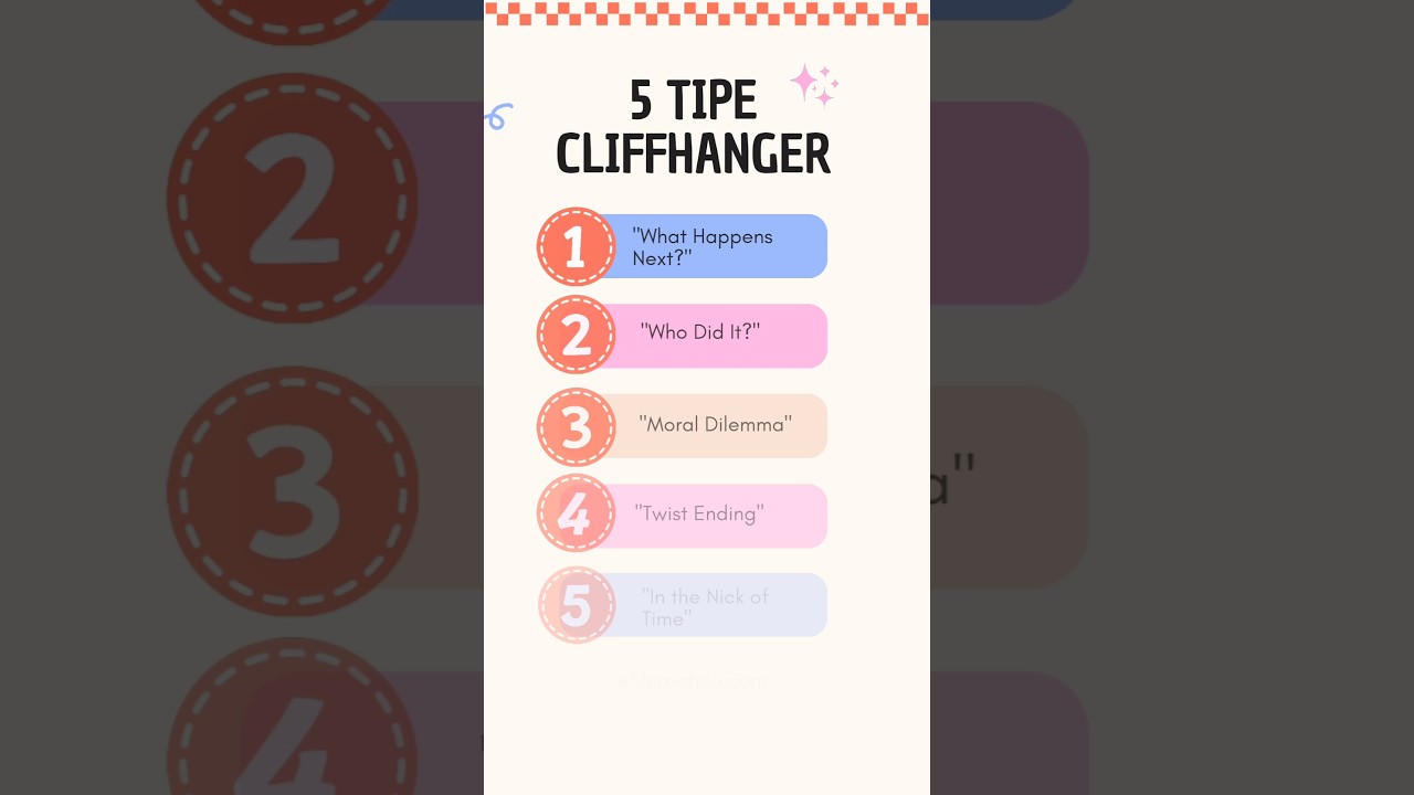 Lima tipe cliffhanger yang bisa kita pakai di akhir bab. Detailnya ada di blog, ya.
