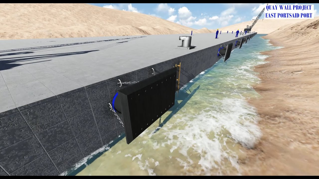 مشروع إنشاء رصيف بحري بشرق التفريعة ببورسعيد The construction of the East quay  in Port Said