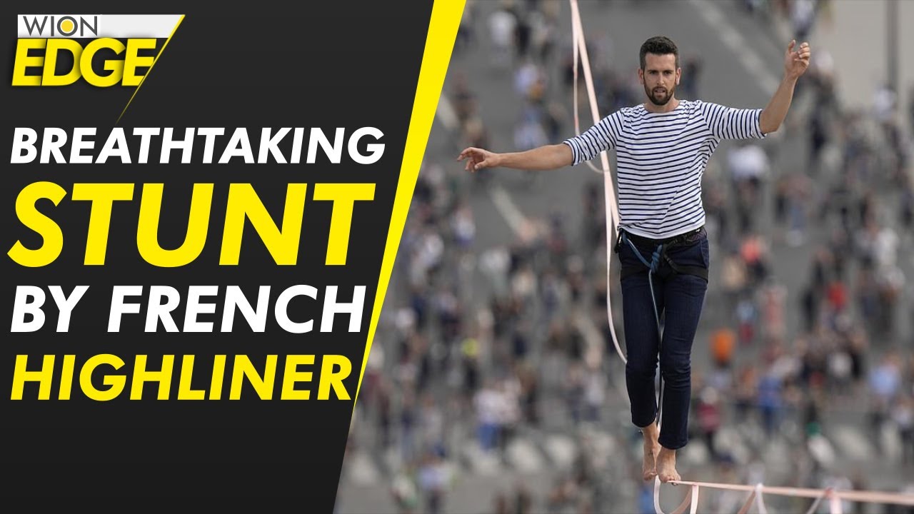 French tightrope walker Nathan Paulin completes 600-meter walk on slackline in Paris