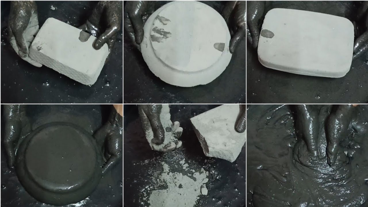 Soft & Crunchy Creamy🤤Charcoal🖤Mud Dirt Dipping+Crumbling in💦 & Paste Mixing/Playing ASMR #1247
