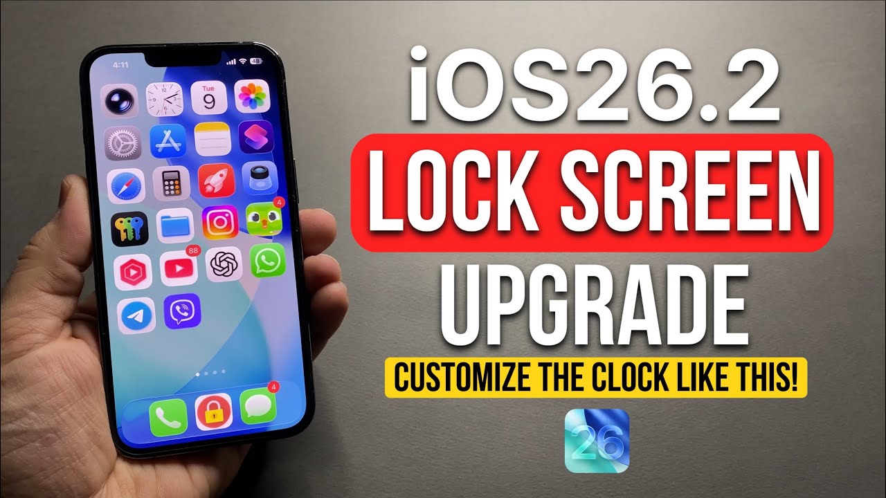 iOS 26.2 Lock Screen Upgrade: Customize the Clock Like This!