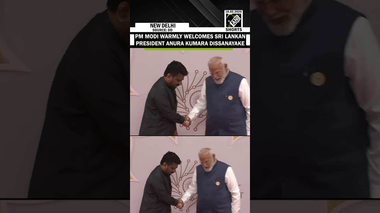PM Modi gives a warm welcome to Sri Lankan President Anura Kumara Dissanayake at Bharat Mandapam.