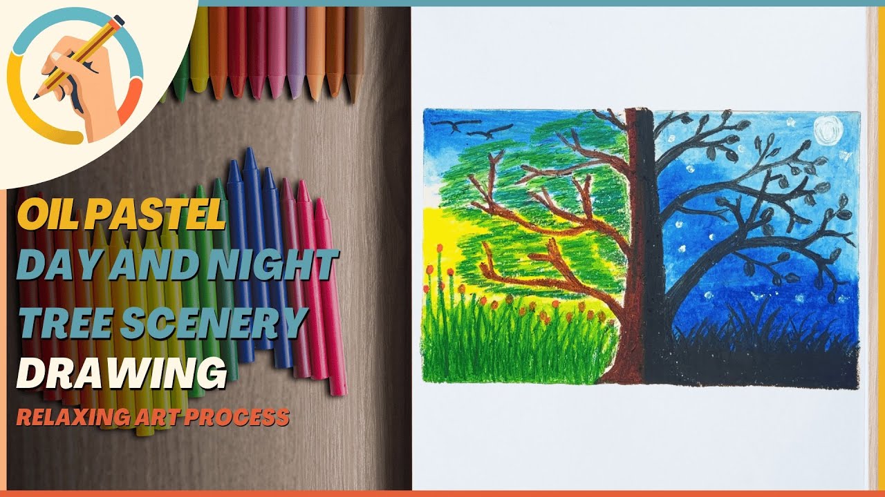 Day and Night Tree Scenery | Relaxing Art Process