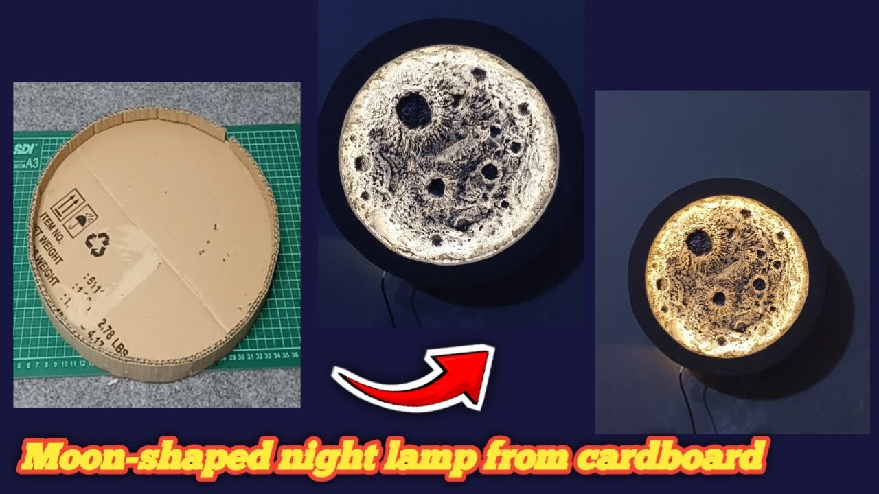 Moon shaped night light from cardboard