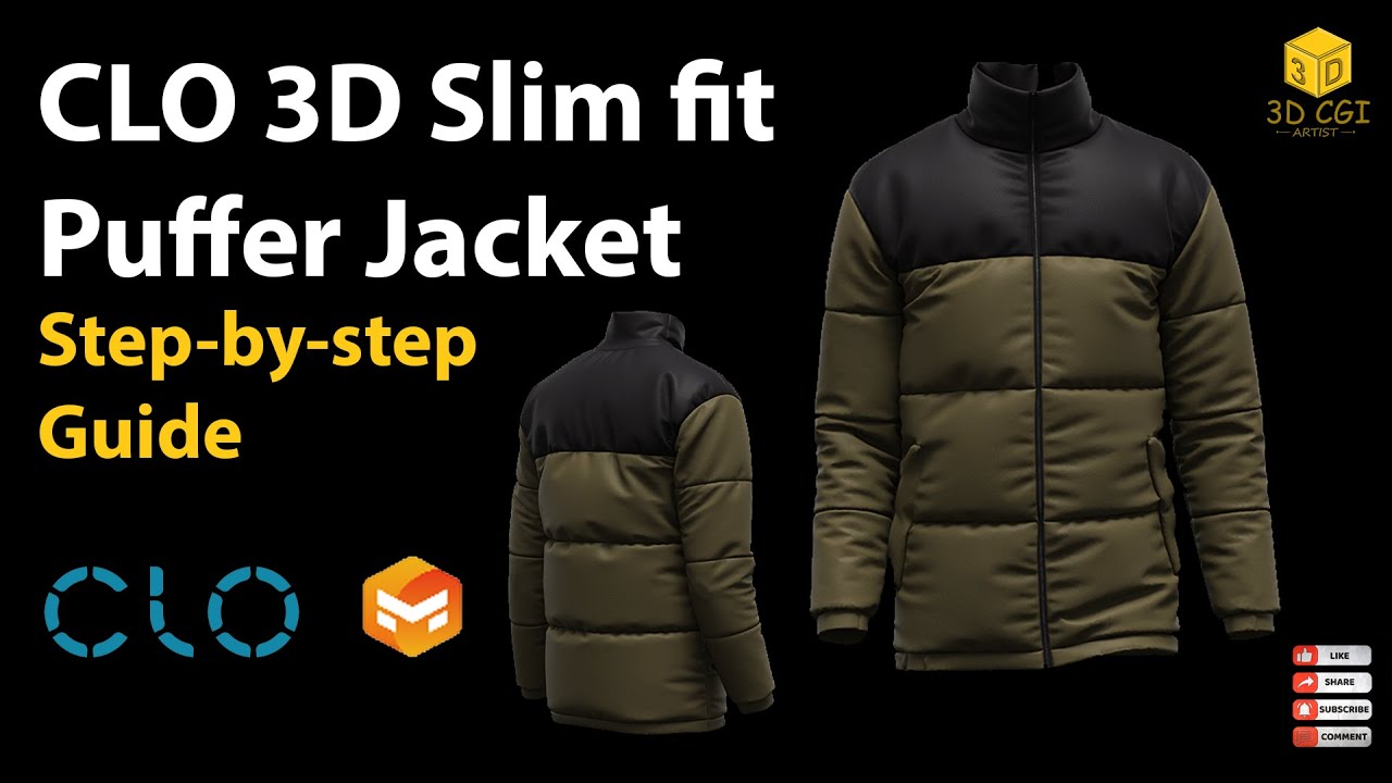 CLO 3D/Marvelous designer  Slim Fit Puffer Jacket | Full Step-by-Step Tutorial