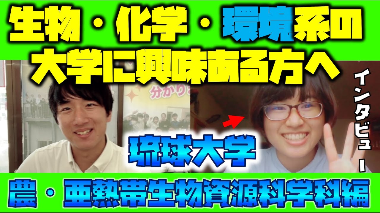 【生物・化学・環境系に進みたい方へ】環境系の大学生活とは！？ 〜琉球大学亜熱帯生物資源科学科編〜