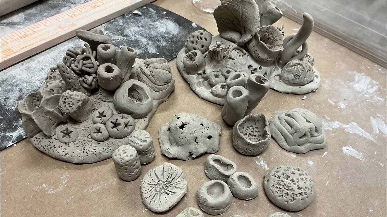 Clay coral reef sculptures