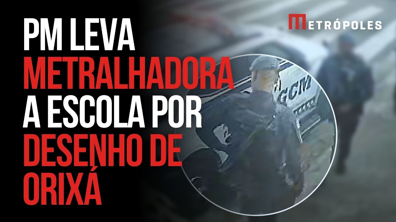 Veja PM com metralhadora em escola infantil após criança desenhar orixá