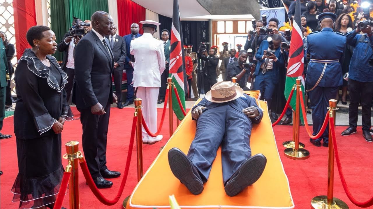President Ruto leads leaders in viewing Raila Odinga's body in Parliament