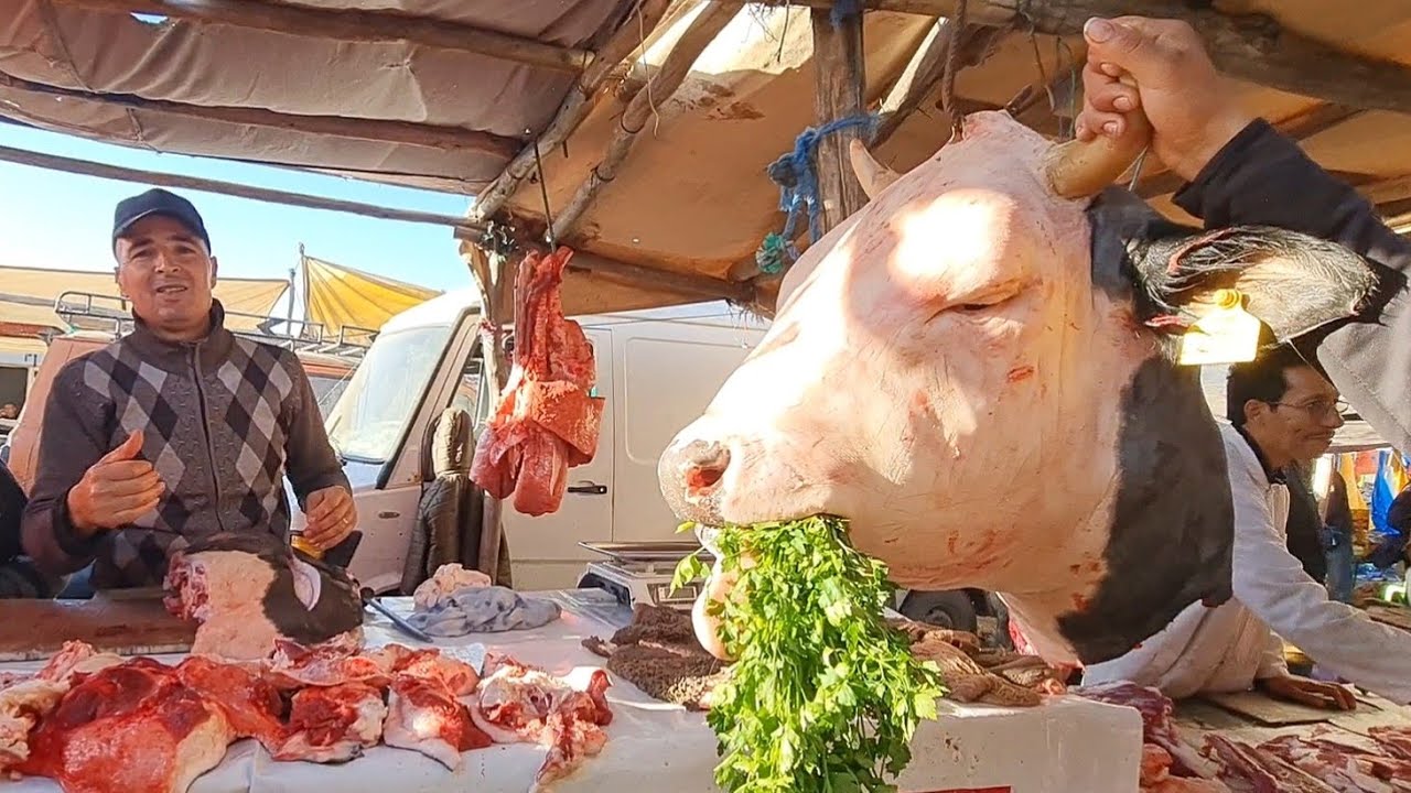 أرخص سوق🥩خميس سيدي قاسم للحوم حمراء وكبدة وضوارة 2024/02/01