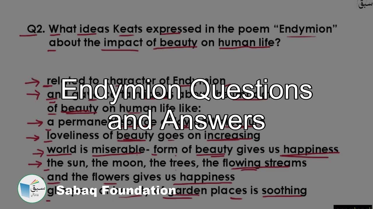 Endymion Questions and Answers, English Lecture | Sabaq.pk