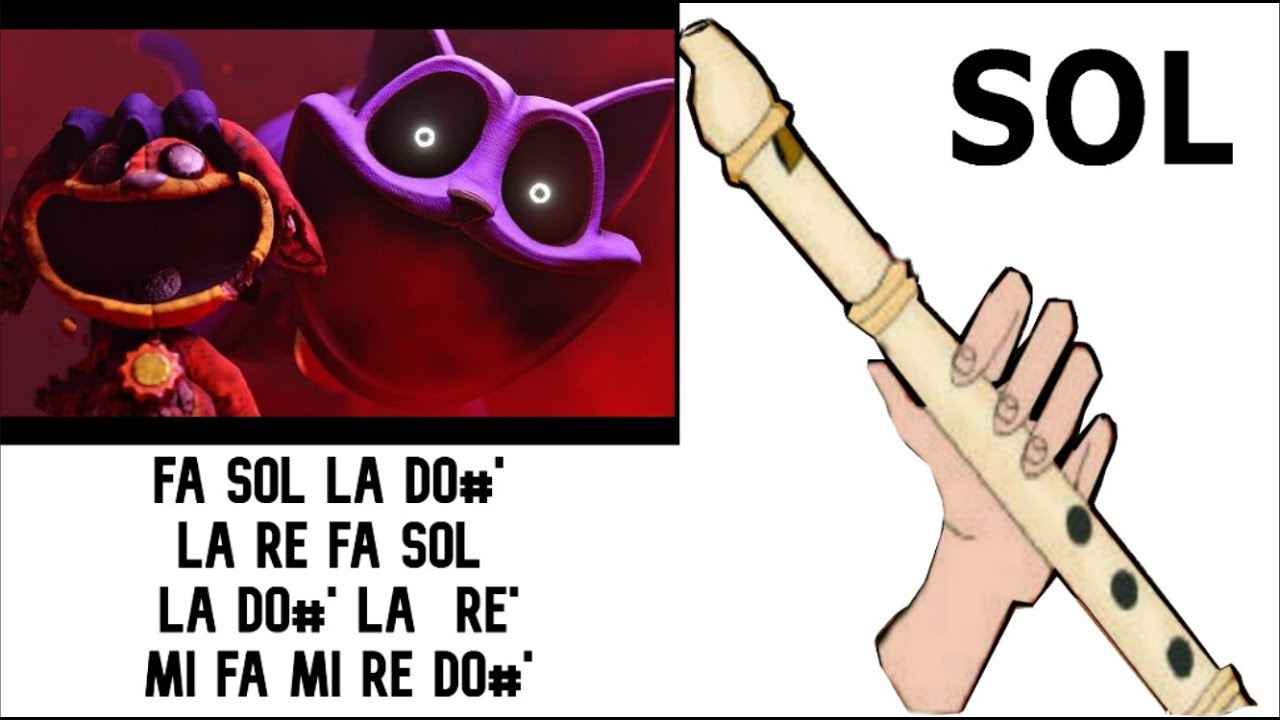 CG5 - Sleep Well, flauta dulce fácil, tutorial con animación, easy flute recorder, Poppy Playtime
