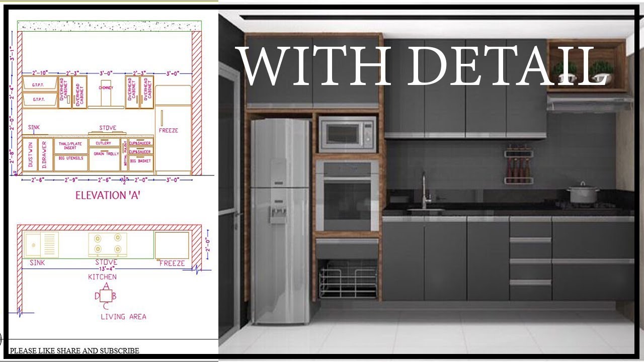 COMPLETE MODULAR KITCHEN DESIGN WITH DETAIL | SMALL SIZE KITCHEN DETAIL | GOPAL ARCHITECTURE