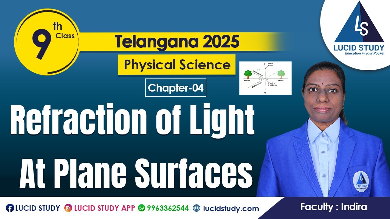 refraction of light at plane surfaces | Class 9 Physics | Telangana SCERT