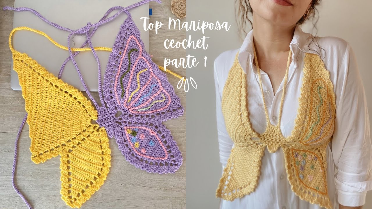 Top mariposa a crochet paso a paso/ parte 1