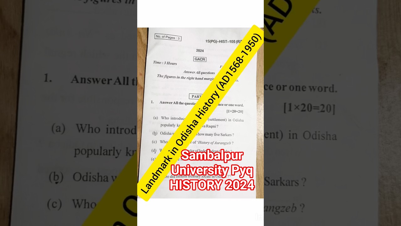 History pg 1st year pyq (p-105) landmark in odisha History #exam #pyq #pg #sambalpuruniversity
